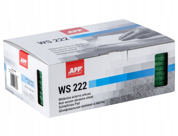 Włóknina ścierna APP WS 222 arkusz 150 x 230 mm zielona gruboziarnista (ziarno 240-280)
