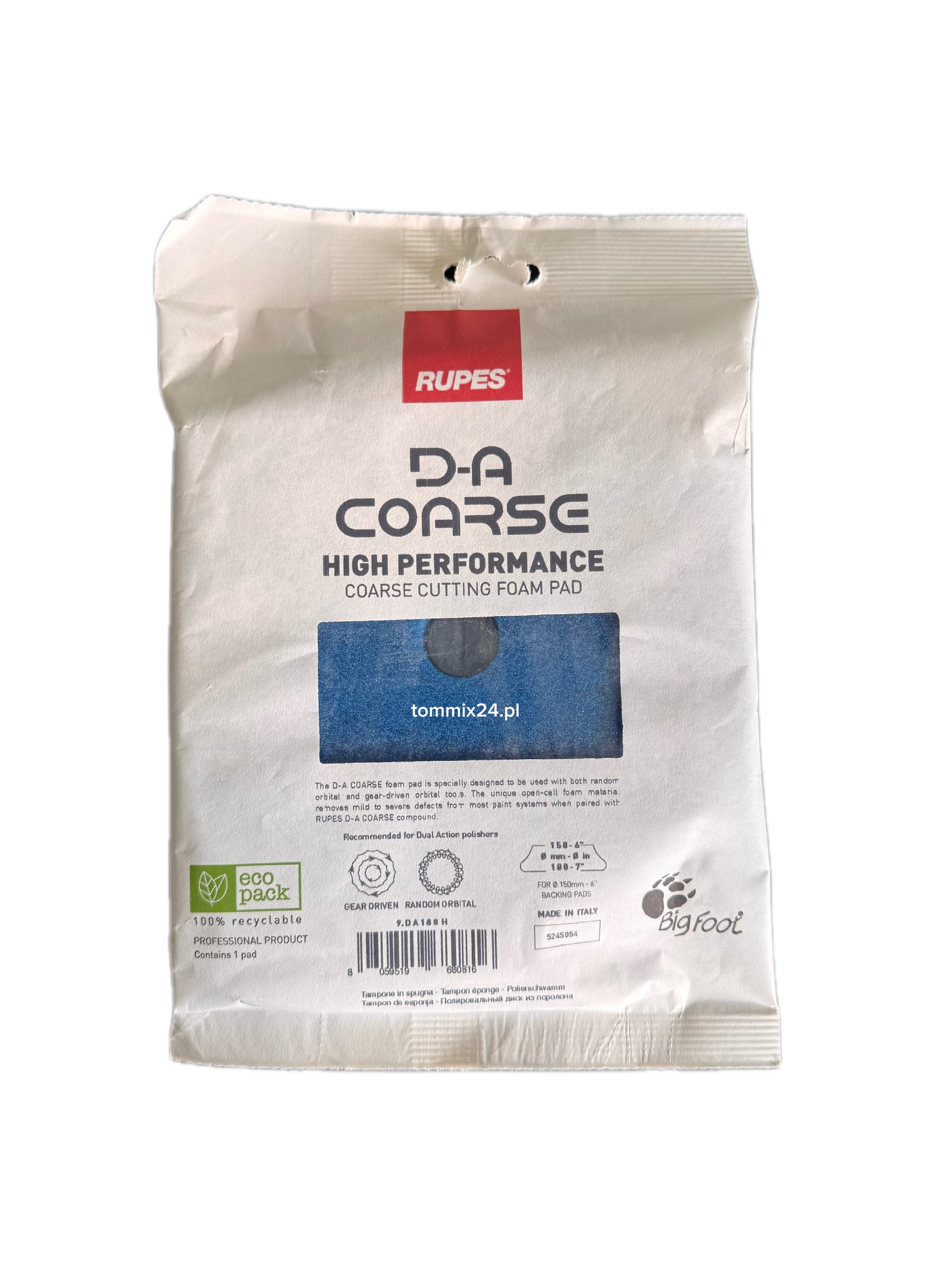 RUPES D-A COARSE – Wysokowydajny Pad Polerski Tnący (Niebieski)