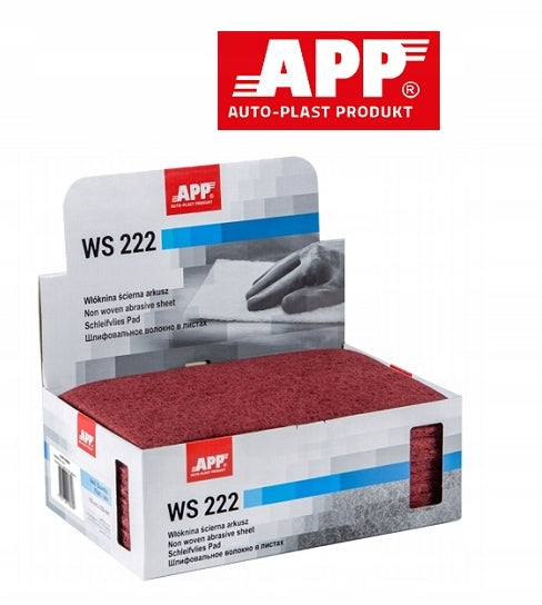 Włóknina ścierna APP WS222 arkusz 150 x 230 mm czerwona średnioziarnista (ziarno 320-360)