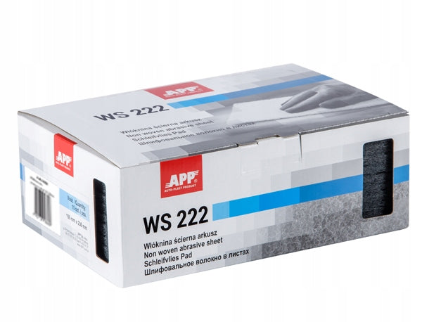 Włóknina ścierna APP WS 222 arkusz 150 x 230 mm szara drobnoziarnista (ziarno 600-800)
